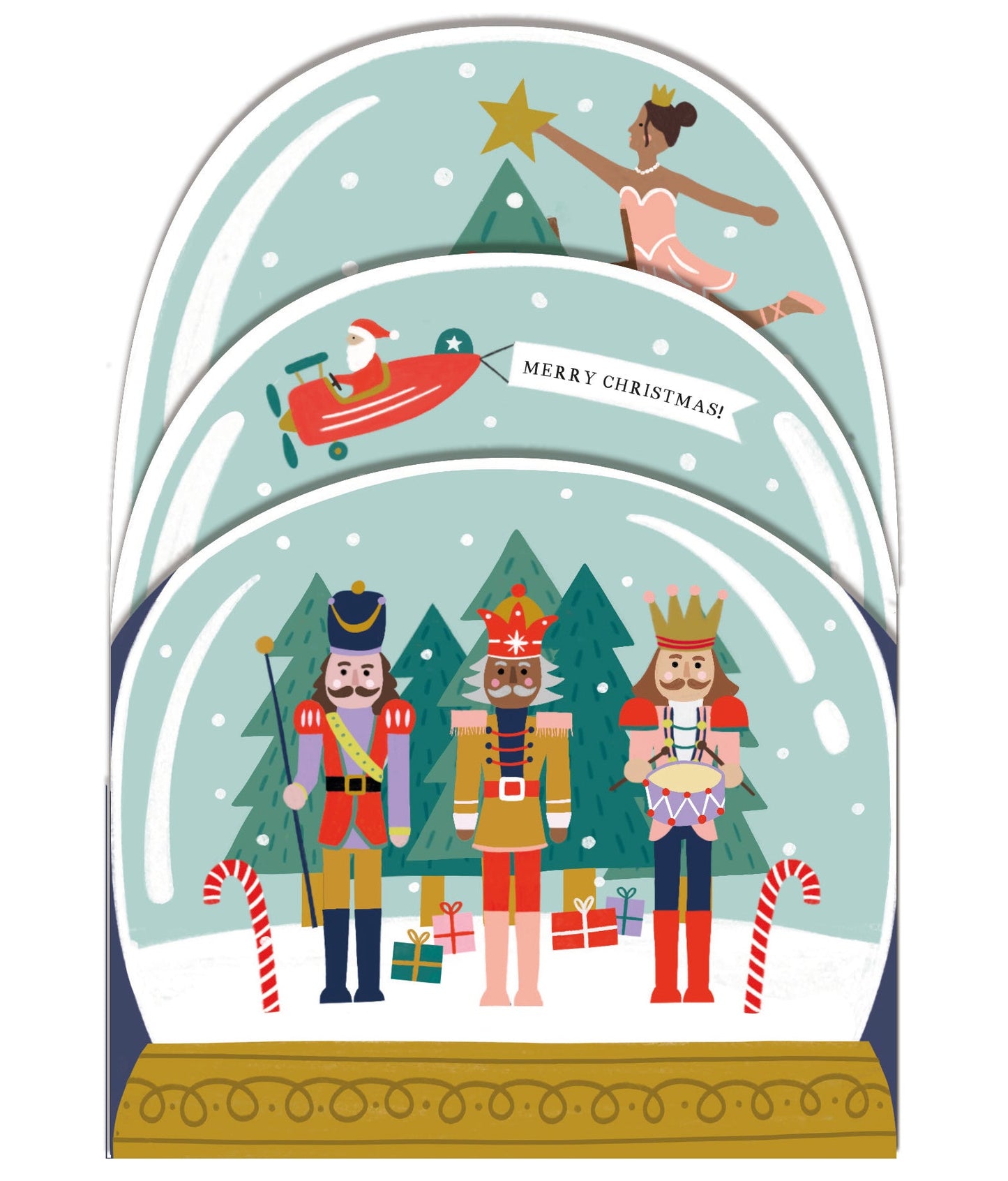 Nutcracker Snowglobe Concertina Card