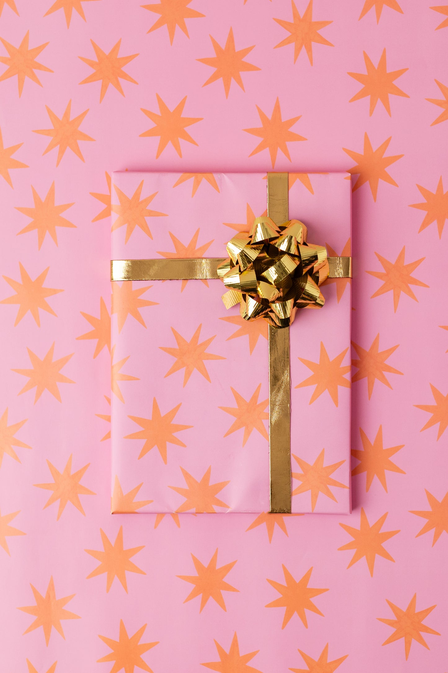Pink & Orange Stars Gift Wrap Sheet