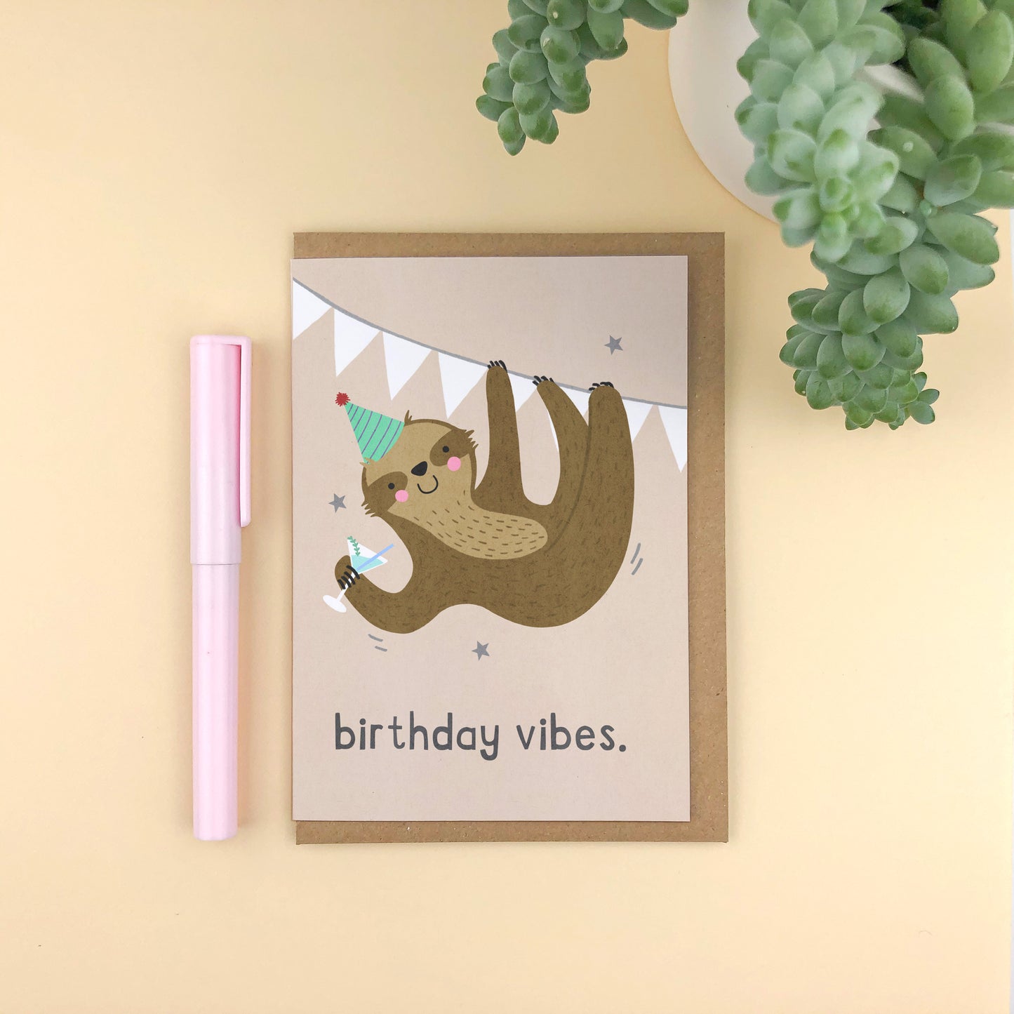 Birthday Vibes. Sloth Birthday Card