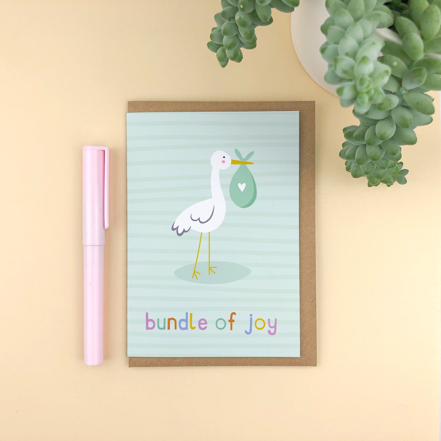 Bundle of Joy- Neutral Stork New Baby Card