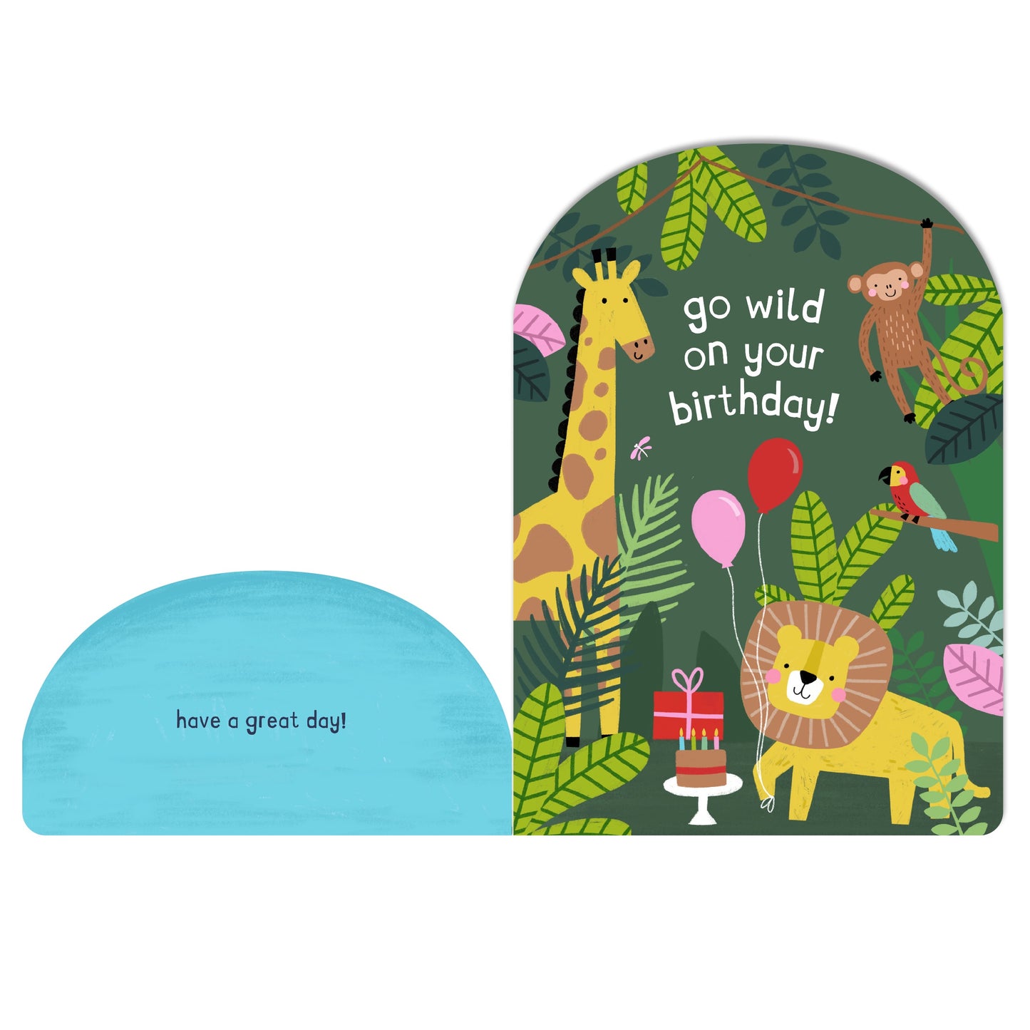 Diecut 'Go wild on your birthday!' Jungle Animals Birthday card