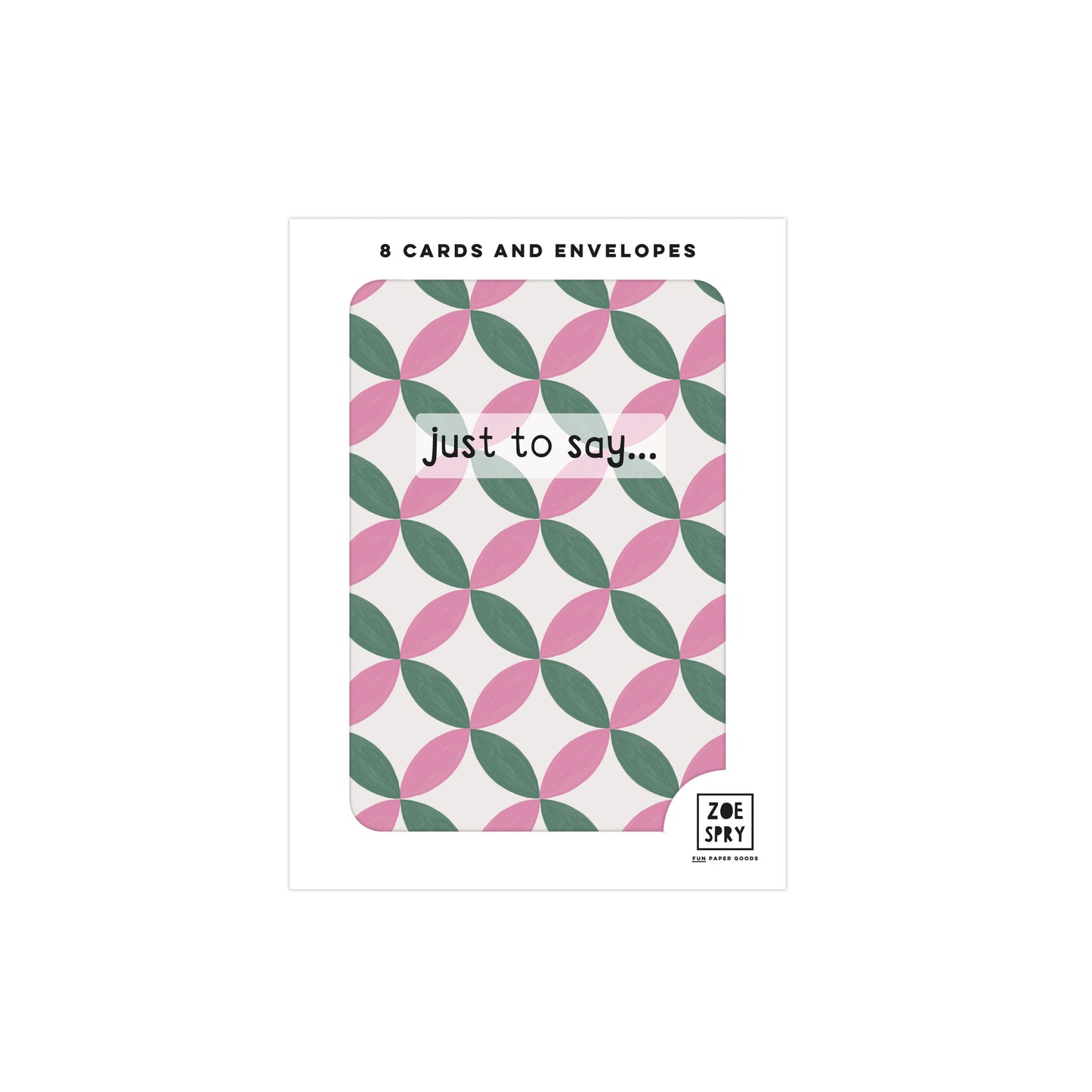 Tile 'Just to say' Set of 8 Notecard Pack