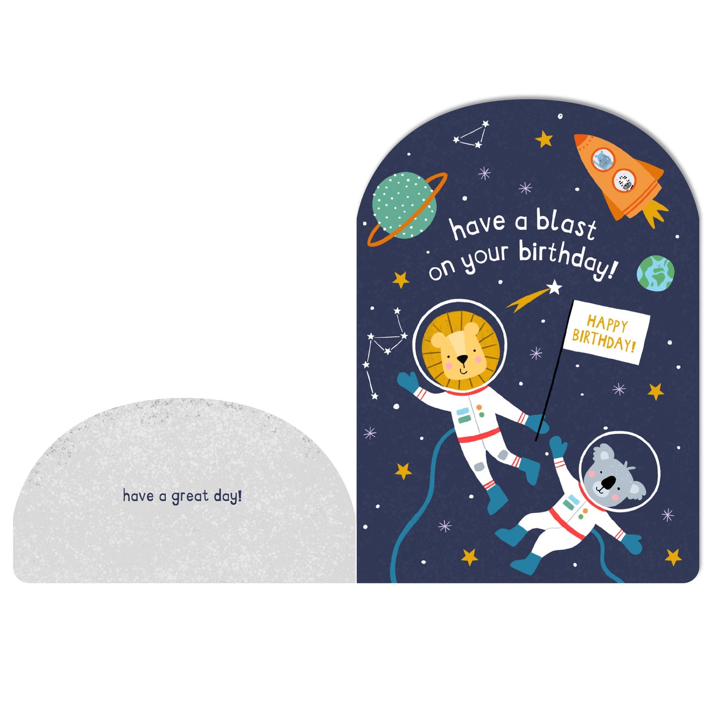 Diecut 'Have a blast on your birthday!" Outer Space Birthday card