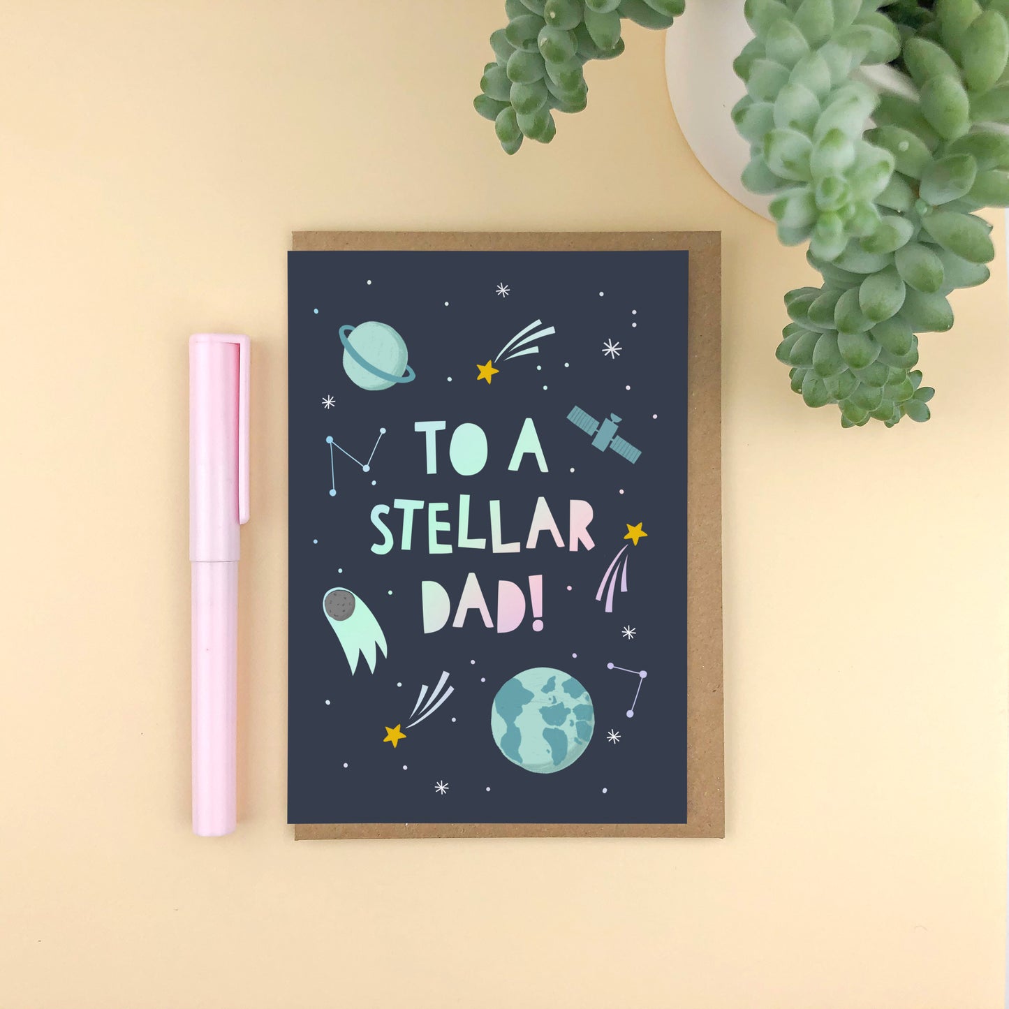 To a Stellar Dad: Holographic Foiled Father's Day Card