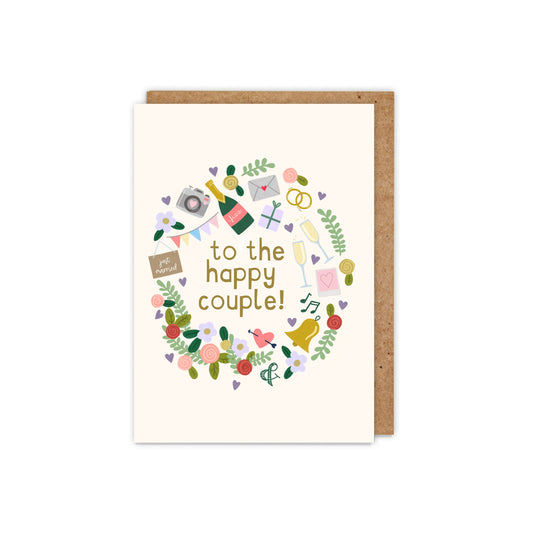 To the Happy Couple! Illustrated Wedding Card