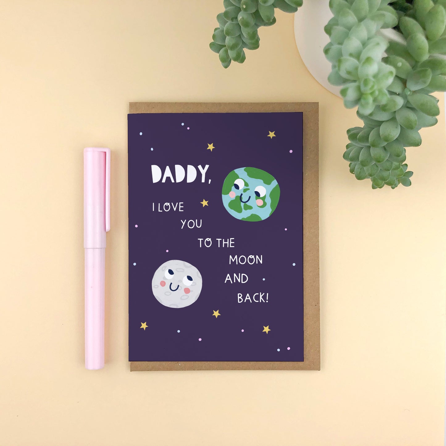 Daddy: I Love You To The Moon and Back. Father's Day Card.