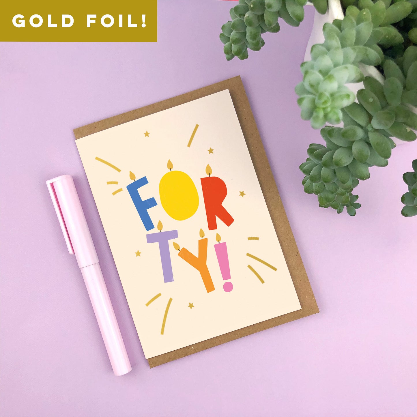 FORTY! Gold Foiled Birthday Card