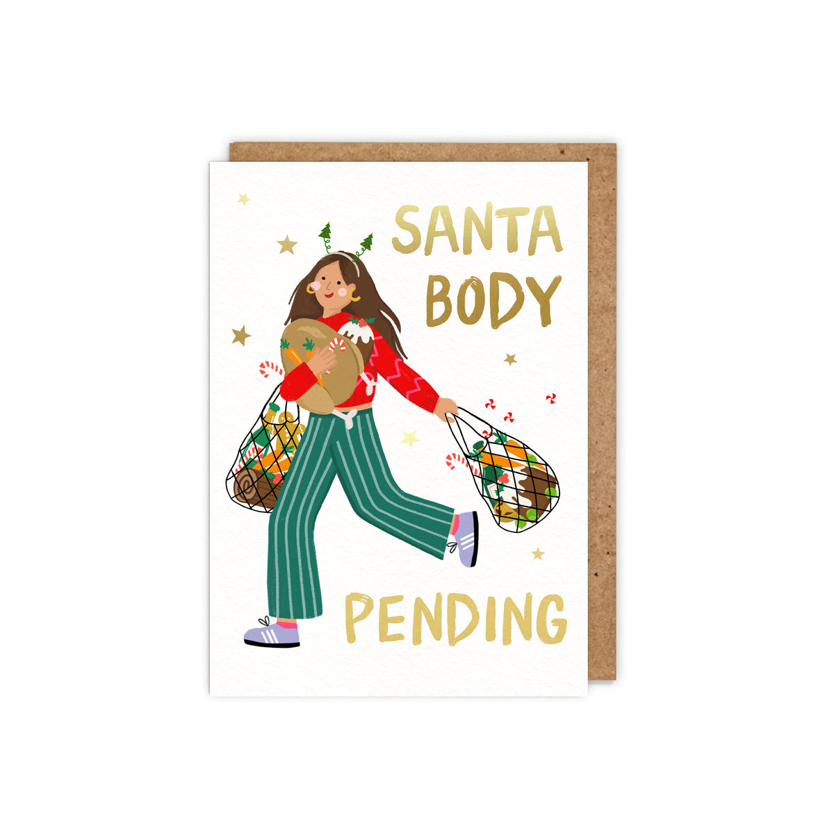 Santa Body Pending Christmas Card