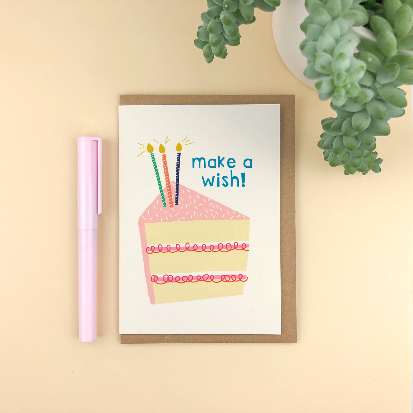Make a Wish! Birthday Cake Slice Card
