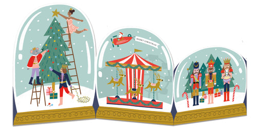 6 Pack Nutcracker Snowglobe Concertina Card