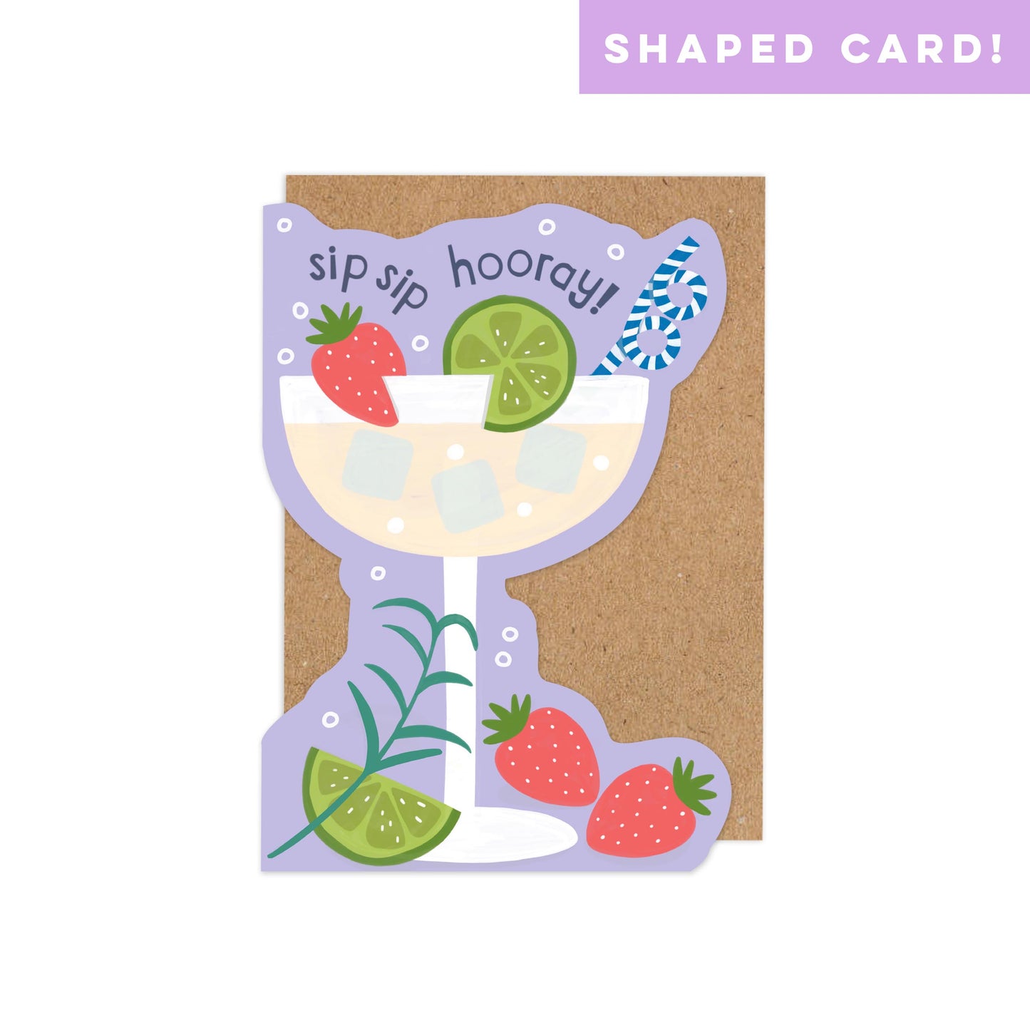 Shaped Cocktail 'Sip Sip Hooray!' Card
