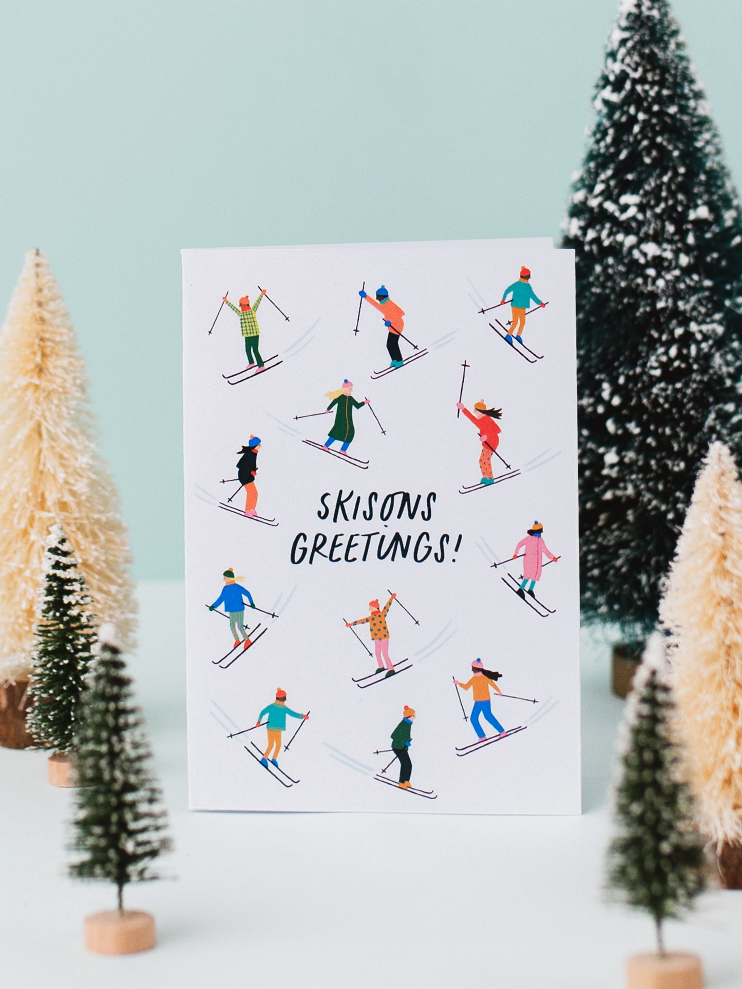 Skisons Greetings! Skiing Christmas Card