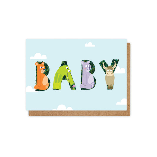 6 Pack Animal Alphabet blue BABY Card