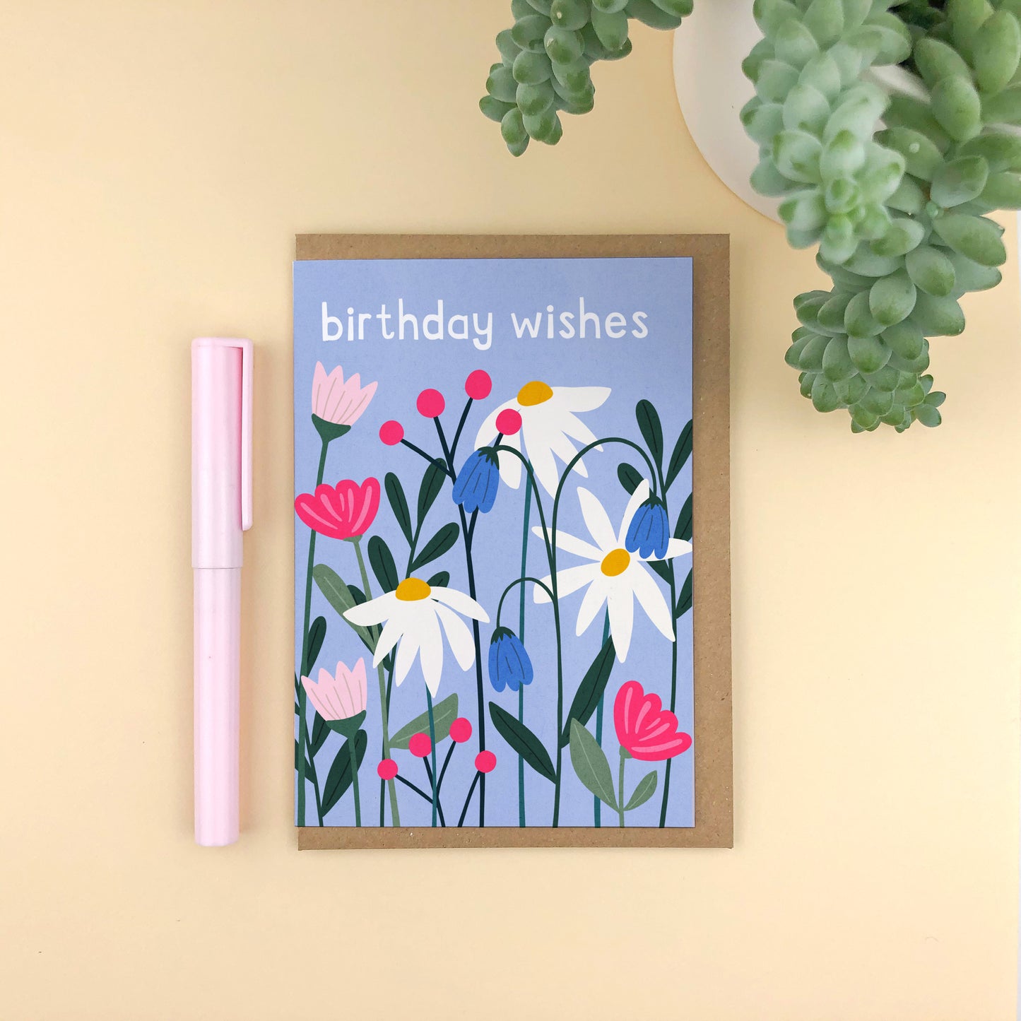 Birthday Wishes Floral Stems Card