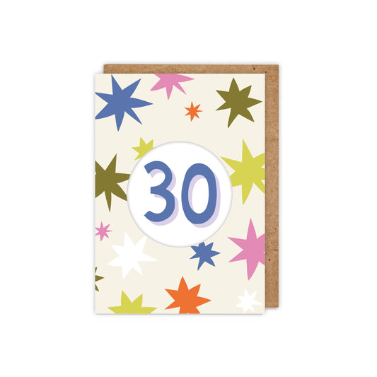 30th Diecut Hole Birthday Card