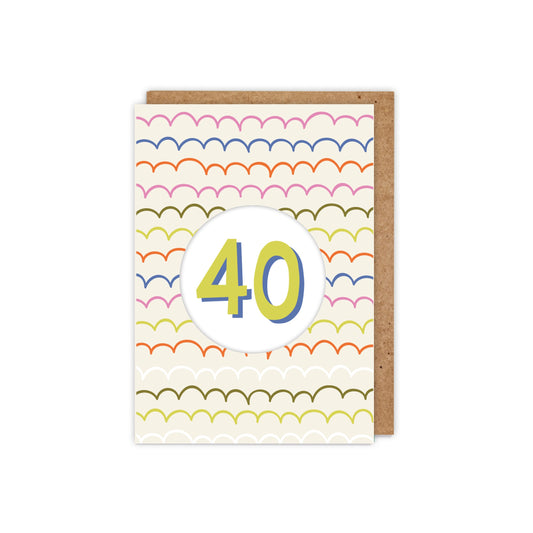 40th Diecut Hole Birthday Card
