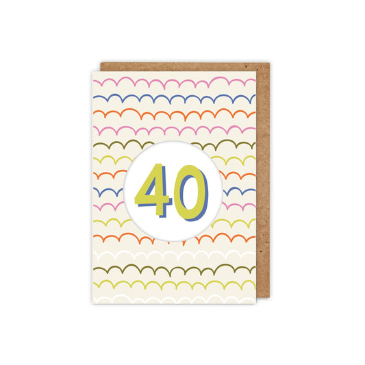 6 Pack 40th Diecut Hole Birthday Card
