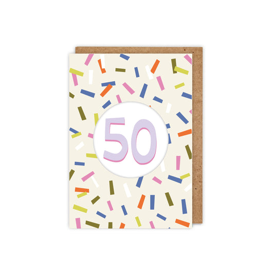50th Diecut Hole Birthday Card