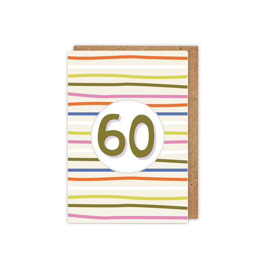 6 Pack 60th Diecut Hole Birthday Card