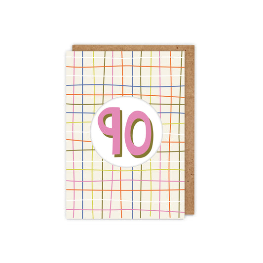 90th Diecut Hole Birthday Card