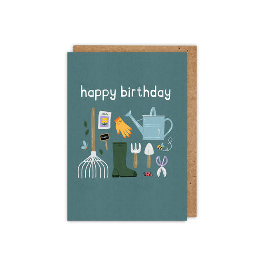 6 Pack Happy Birthday Gardening Tools Card