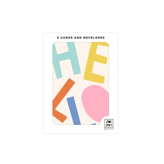 Case of 6 HELLO large text multipack Note Cards