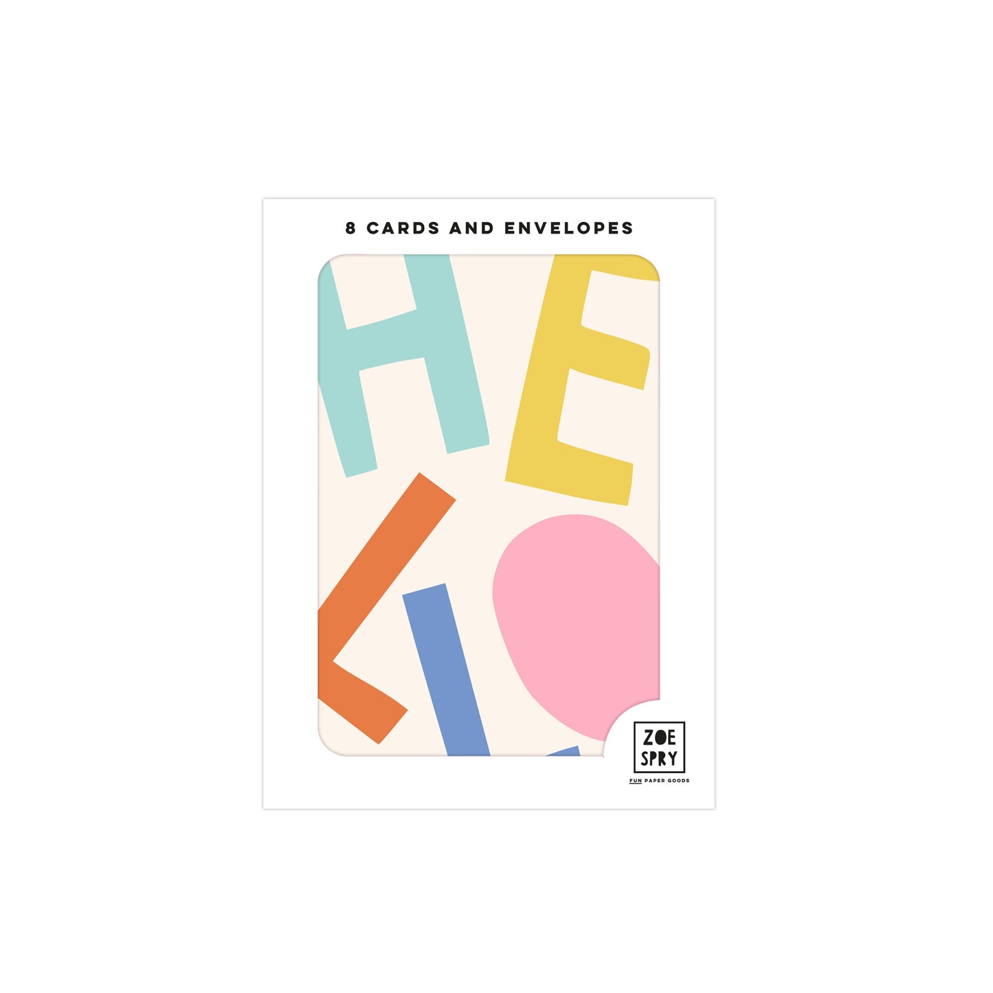 Big Text 'HELLO' Set of 8 Notecard Pack