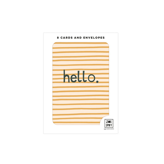 Hello Orange Stripe Set of 8 Notecard Pack