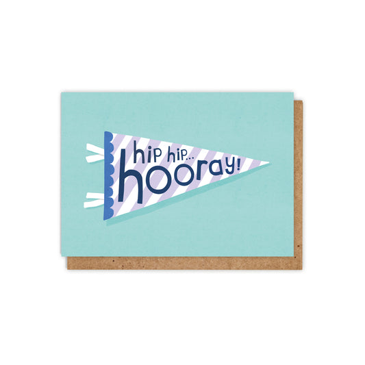 6 Pack Hip Hip Hooray Pennant Flag Congratulations Card