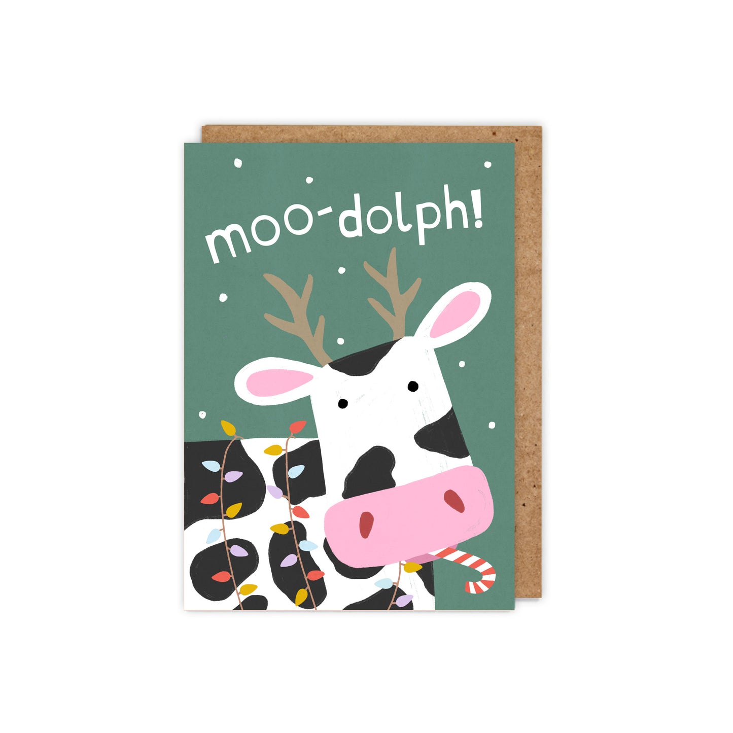 Moo-Dolph! Punny Cow Christmas Card