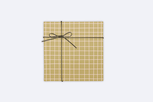 12 Pack pink/mustard Grid Print Gift Wrap Sheet