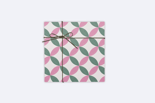 12 Pack Pink/Green Geometric Petal Tile Gift Wrap Sheet
