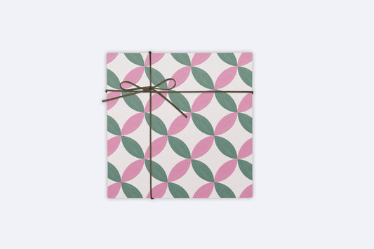 Pink/Green Geometric Petal Tile Gift Wrap Sheet