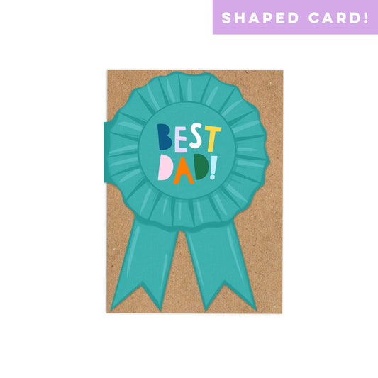 6 Pack Shaped Rosette 'Best Dad' Card