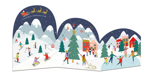 6 Pack Christmas Village Concertina Card