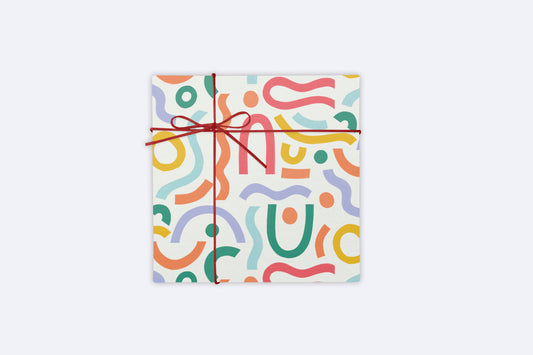 12 Pack Abstract Squiggle Print Gift Wrap Sheet