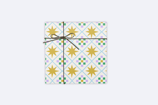 12 Pack Geometric Star Tile Gift Wrap Sheet