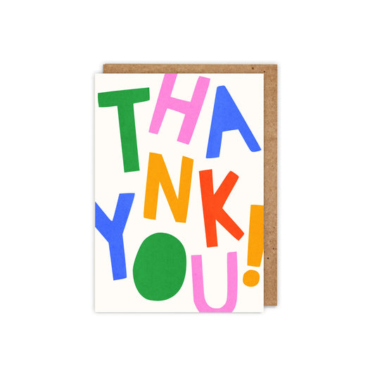 6 Pack THANK YOU! Colourful Letters Card