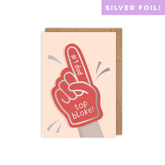 Foam Finger Silver Foiled Father's Day Card