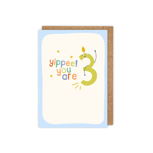 6 Pack Yippee! You are 3! 3rd Birthday Card