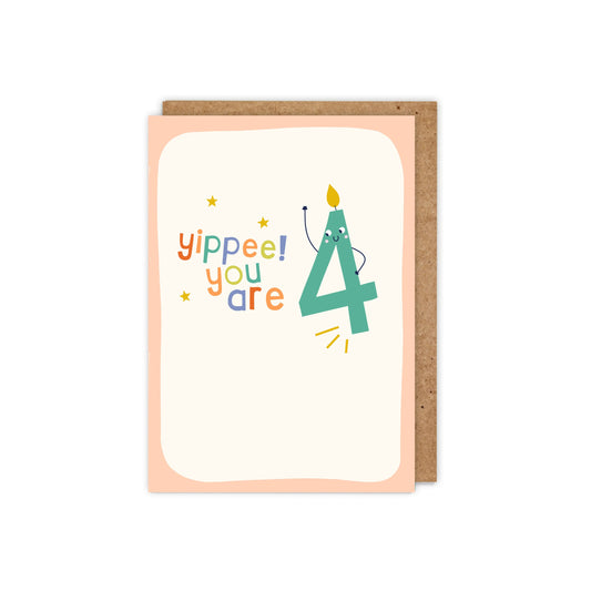 6 Pack Yippee! You are 4! 4th Birthday Card