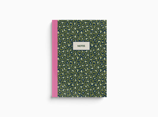 4 Pack Green leopard print 'notes' 96 lined page A5 Notebook