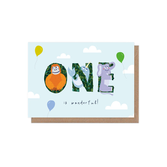 6 Pack One is Wonderful 1st Birthday Card