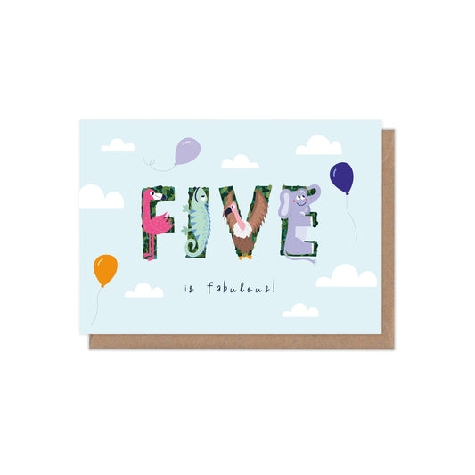 Five is Fabulous 5th Birthday Card