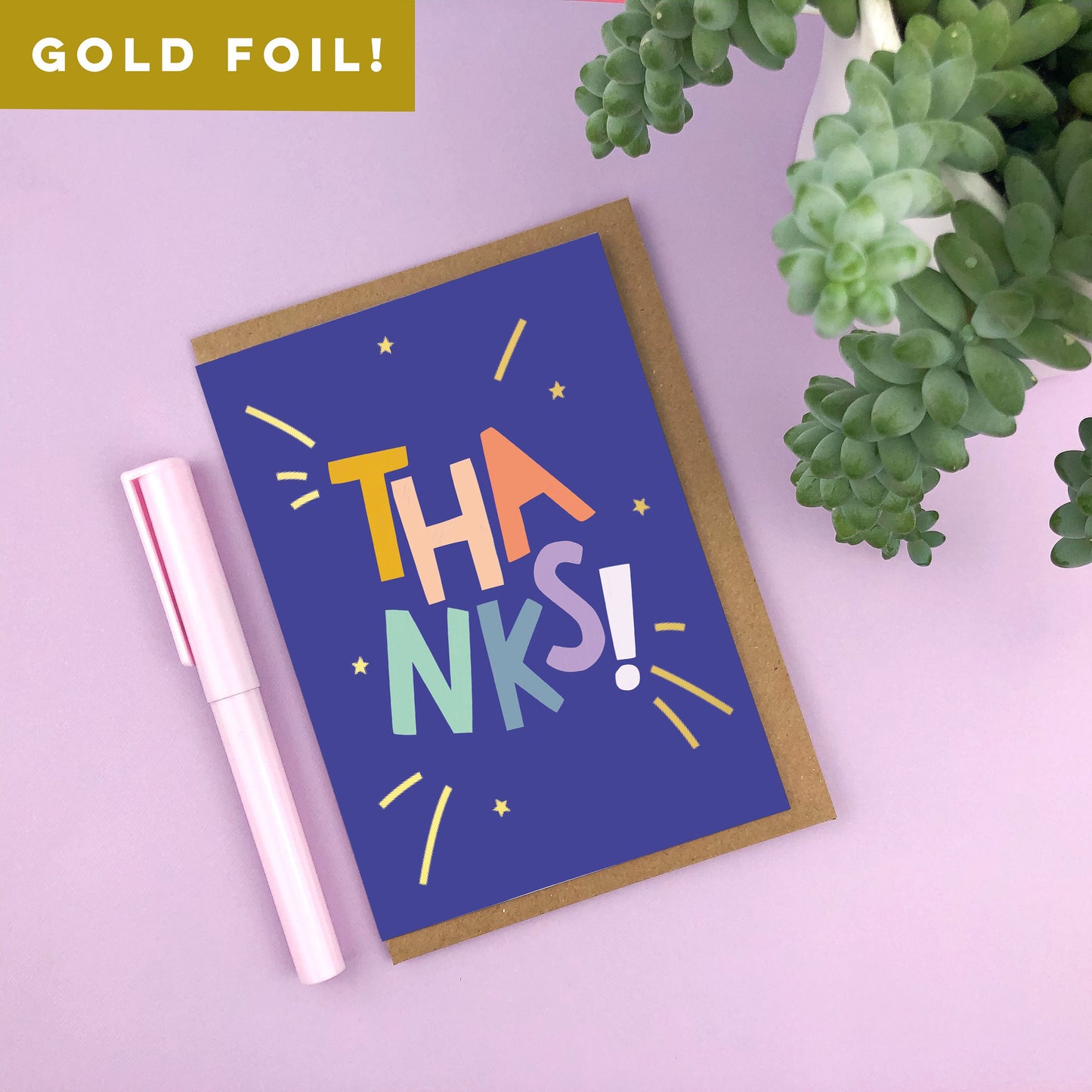 THANKS! Gold Foiled Birthday Card