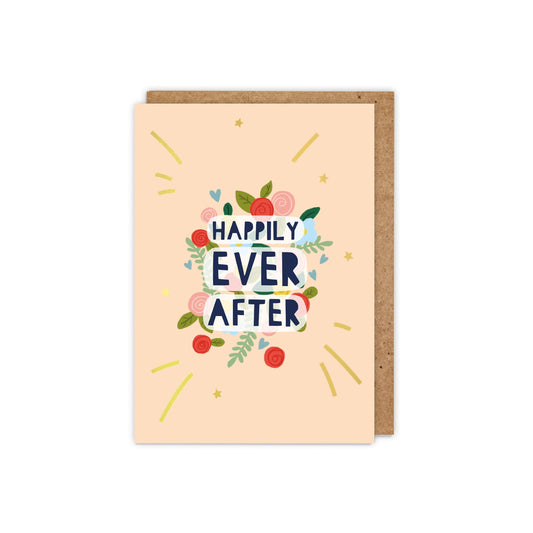 6 Pack Happily Ever After Gold Foiled Wedding Card
