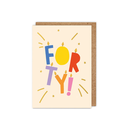 6 Pack FORTY! Gold Foiled Birthday Card