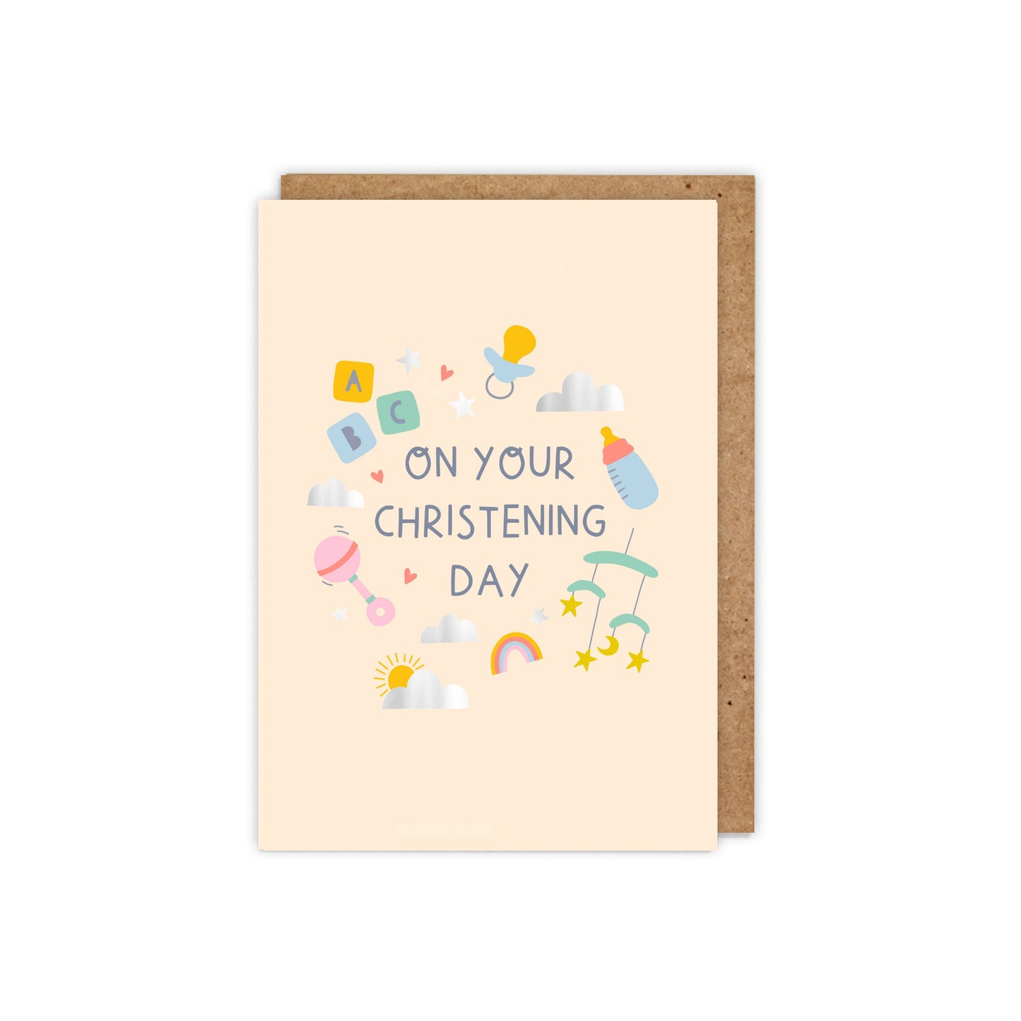 On your Christening Day Silver Foiled Card