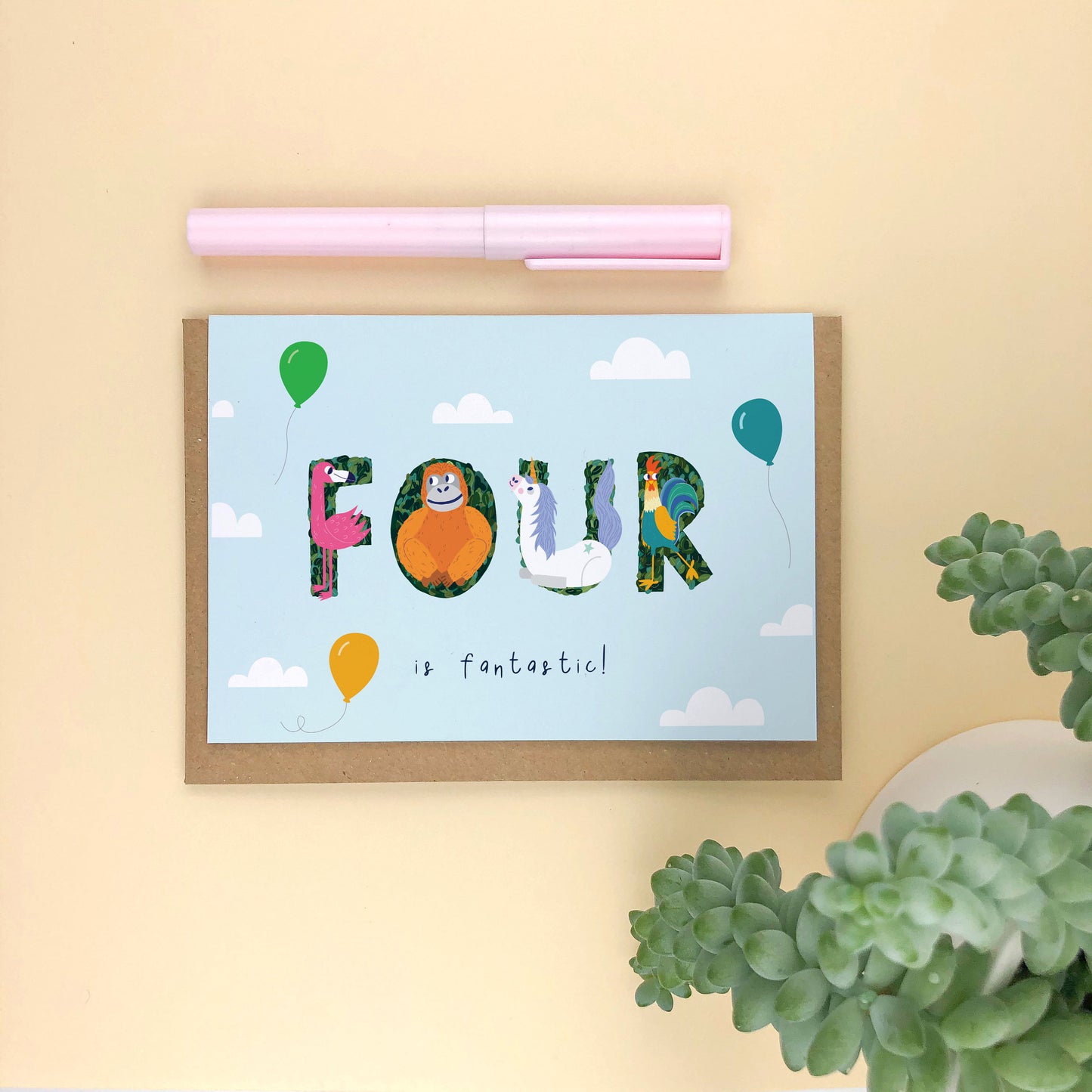 Four is Fantastic 4th Birthday Card