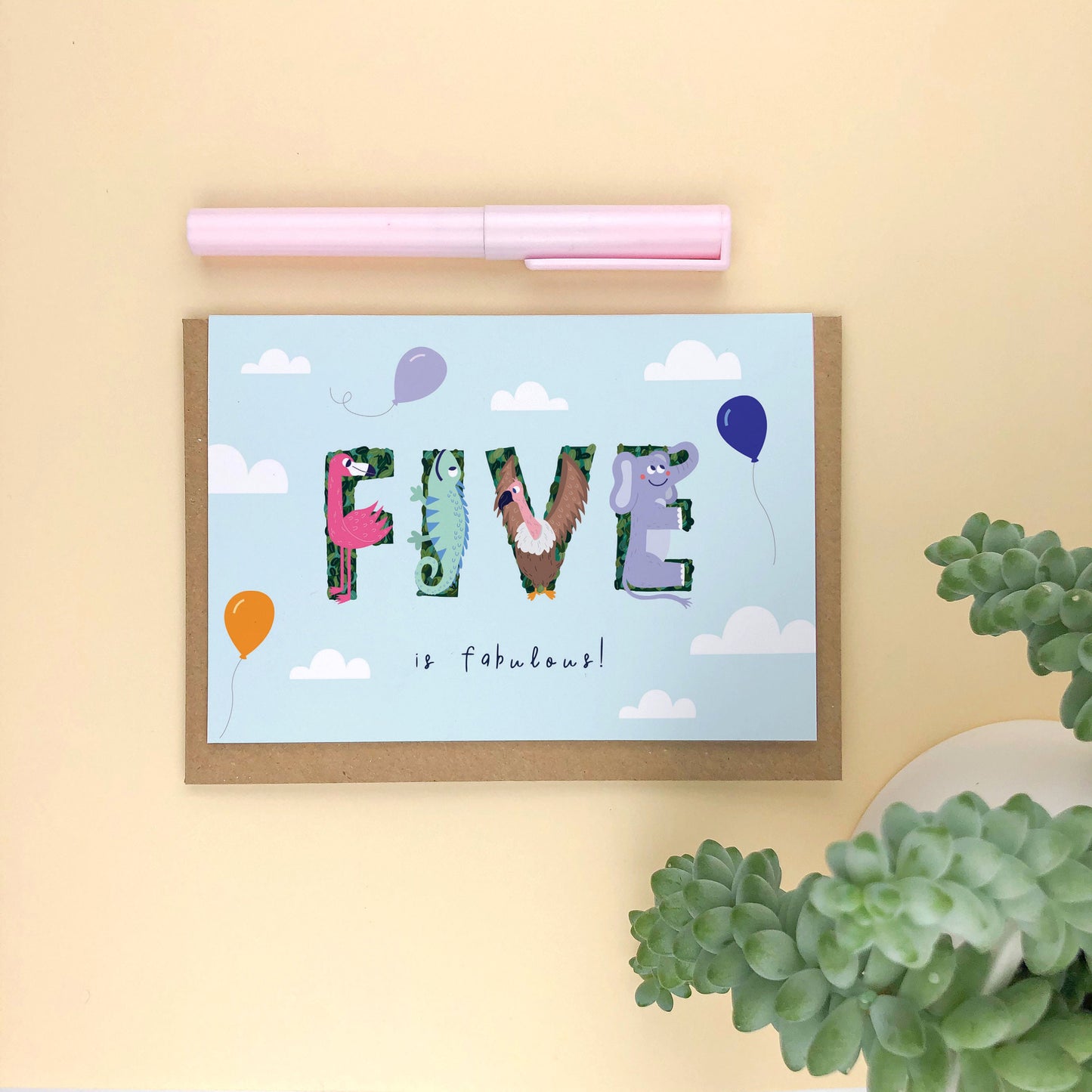 Five is Fabulous 5th Birthday Card